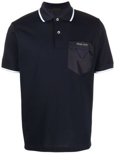 Prada рубашка-поло с контрастным карманом