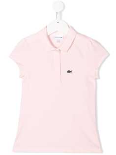 Lacoste Kids рубашка-поло с вышитым логотипом и фестонами