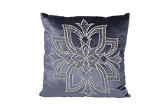 Подушка декоративная с вышивкой и бисером цветок синяя (garda decor) синий 45x45 см.
