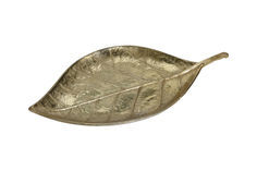 Тарелка декоративная лист (garda decor) золотой 23x3x44 см.