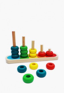 Игрушка Рыжий Кот Деревянная игрушка. Пирамидка. Цвета и счет. 25*6,2*13 см.