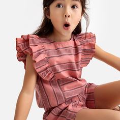 Блузка в полоску с рукавами с воланами 3-12 лет La Redoute Collections