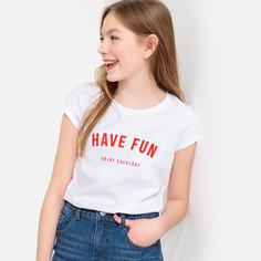 Футболка с надписью и принтом на груди 10-18 лет La Redoute Collections