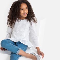 Блузка с вышивкой и длинными рукавами, 3-12 лет La Redoute Collections
