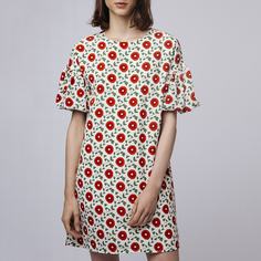 Платье короткое с цветочным рисунком и напускными рукавами Compania Fantastica