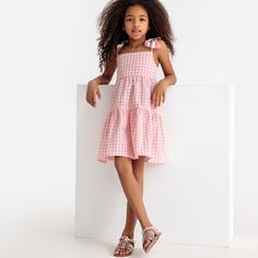 Платье на бретелях в клетку 3-12 лет La Redoute Collections