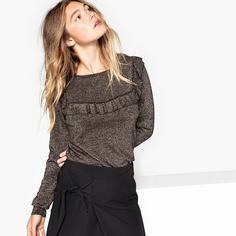 Пуловер жаккардовый с металлизированными нитями La Redoute Collections