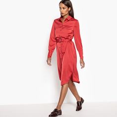 Платье прямое однотонное длиной миди, 3/4 La Redoute Collections