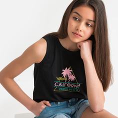 Топ короткий с рисунком спереди, 10-18 лет La Redoute Collections