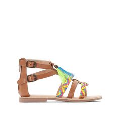 Босоножки кожаные с бусинами, размеры 26-39 La Redoute Collections