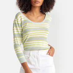 Пуловер в полоску с круглым вырезом из тонкого трикотажа La Redoute Collections