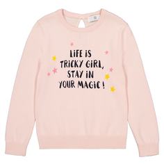 Пуловер с круглым вырезом и надписью спереди, 3-12 лет La Redoute Collections