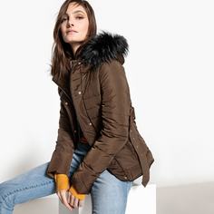 Пуховик с капюшоном с натуральным пухом La Redoute Collections