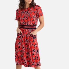 Платье с цветочным рисунком и поясом в спортивном стиле La Redoute Collections
