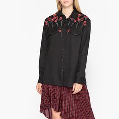 Рубашка с вышивкой и длинными рукавами The Kooples