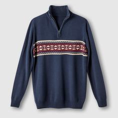 Пуловер жаккардовый с воротником на молнии Castaluna FOR MEN