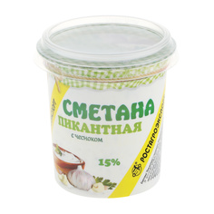 Сметана пикантная РостАгроЭкспорт с чесноком 15% 180 г