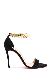 Черные босоножки с золотистыми шипами Planetava 100 Christian Louboutin