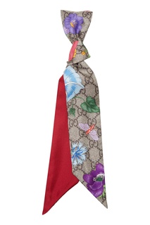 Узкий шелковый платок с принтом Gucci