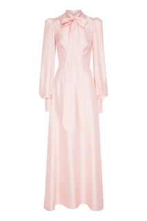 Розовое шелковое платье макси с бантом The Vampire's Wife