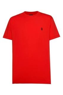 Красная футболка с вышитым логотипом Marcelo Burlon
