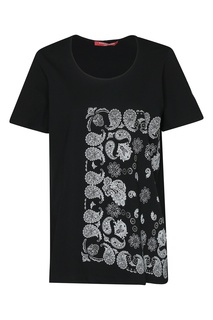Черная хлопковая футболка с узором пейсли Marina Rinaldi