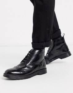 Черные кожаные ботинки на массивной подошве со шнуровкой KG by Kurt Geiger-Черный