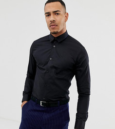Приталенная рубашка с отделкой на воротнике Selected Homme-Черный