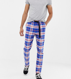 Суженные книзу брюки в клетку с ремнем ASOS DESIGN Tall-Синий
