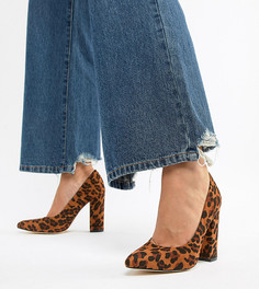 Туфли для широкой стопы на блочном каблуке с леопардовым принтом Truffle Collection-Мульти