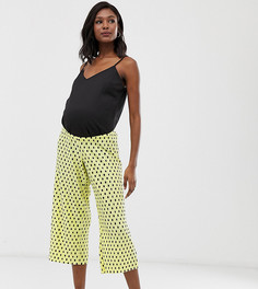 Плиссированные кюлоты в горошек с посадкой под животом ASOS DESIGN Maternity-Желтый