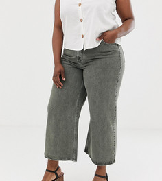 Выбеленные джинсы цвета хаки с широкими штанинами ASOS DESIGN Curve premium-Зеленый