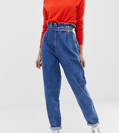 Выбеленные джинсы бойфренда в винтажном стиле с отделкой на поясе и пряжкой ASOS DESIGN Tall-Синий