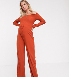 Рыжие брюки для беременных в рубчик Fashionkilla-Красный