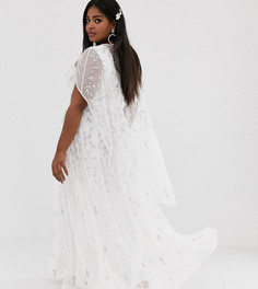 Свадебное плате с кейпом и отделкой ASOS EDITION Curve-Белый