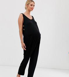 Комбинезон в минималистском стиле с пуговицами ASOS DESIGN Maternity-Черный