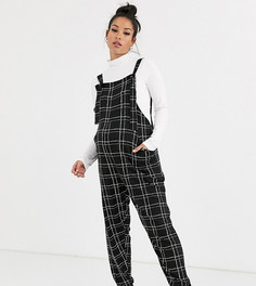 Трикотажный комбинезон в клетку на бретелях ASOS DESIGN Maternity-Мульти