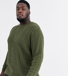 Зеленый вязаный джемпер с круглым вырезом Jacamo