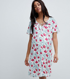 Платье миди с принтом роз и оборками Mamalicious-Мульти Mama.Licious