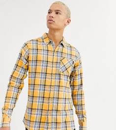 Приталенная рубашка в клетку с карманом Soul Star Tall-Желтый