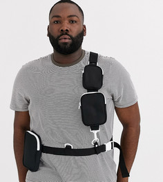 Черная сбруя-бандаж с карманами и контрастными белыми молниями ASOS DESIGN Plus-Черный