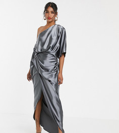 Атласное асимметричное платье макси ASOS EDITION Tall-Зеленый