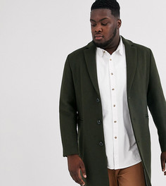 Пальто цвета хаки из ткани с добавлением шерсти ASOS DESIGN Plus-Зеленый