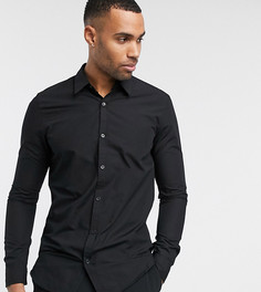 Черная рубашка из поплина Threadbare Tall-Черный цвет
