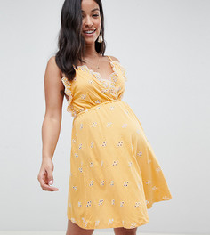 Сарафан мини с вышивкой ришелье ASOS DESIGN Maternity-Желтый