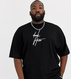 Плотная oversize-футболка с логотипом ASOS DESIGN Plus-Черный