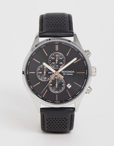 Часы с хронографом и перфорированным кожаным ремешком Sekonda эксклюзивно для ASOS-Черный