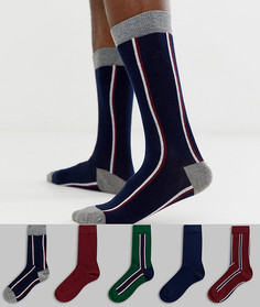 Набор из 5 пар носков в зеленую полоску Burton Menswear-Зеленый
