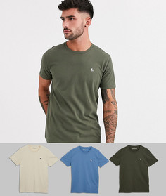 Комплект из 3 футболок с круглым вырезом и логотипом Abercrombie & Fitch-Мульти