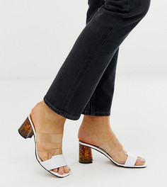 Белые кожаные босоножки с черепаховым каблуком для широкой стопы Depp-Белый